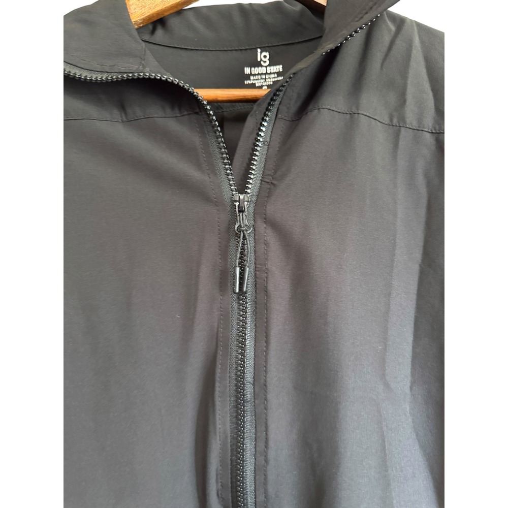 In Good State Windbreaker Jacket Womens Small Black Excellent Cropped Full Zip - Picture 4 of 8